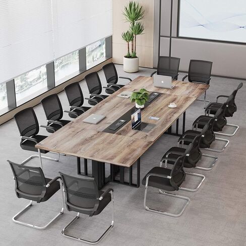10.5ft Large Conference Table - 2" Thick Top & Metal Grid Base | Easy Assembly | Cable Management | Commercial Office Desk, Modern Executive Meeting Table for Office (10-20 People) in Saudi Arabia