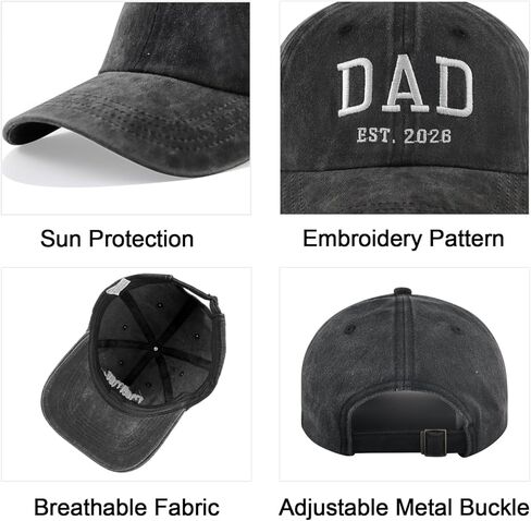 2PCS Dad and Mom EST 2026 Hats for Men Women, Adjustable Cotton Embroidered New Parents Gifts Baseball Cap in Saudi Arabia