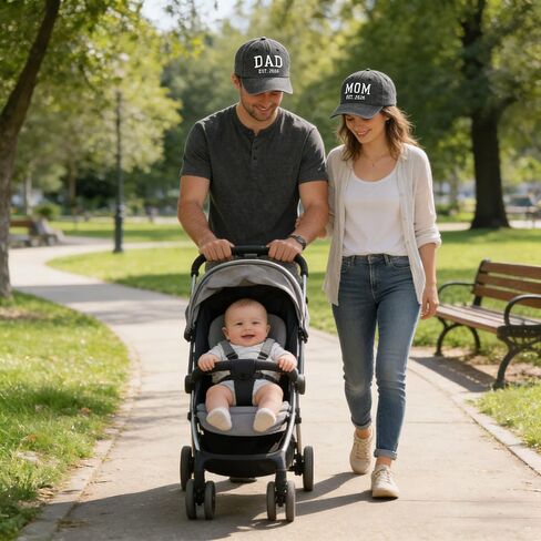 2PCS Dad and Mom EST 2026 Hats for Men Women, Adjustable Cotton Embroidered New Parents Gifts Baseball Cap in Saudi Arabia