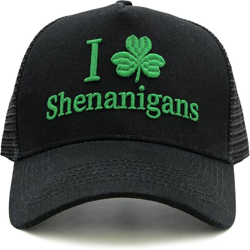 قبعة عيد القديس باتريك، قبعة سائق شاحنة شامروك مضحكة مطرزة وقابلة للتعديل للرجال والنساء in Kuwait