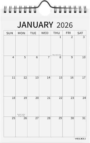 Small Wall Calendar 2026-2027, 24 Months 6''x9'' Mini Calendar January 2026 to December 2027, Minimalist Little Notepad Calendar for Fridge, Work, Desk in Saudi Arabia