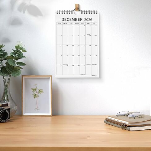 Small Wall Calendar 2026-2027, 24 Months 6''x9'' Mini Calendar January 2026 to December 2027, Minimalist Little Notepad Calendar for Fridge, Work, Desk in Saudi Arabia