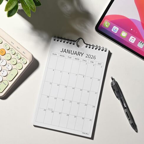 Small Wall Calendar 2026-2027, 24 Months 6''x9'' Mini Calendar January 2026 to December 2027, Minimalist Little Notepad Calendar for Fridge, Work, Desk in Saudi Arabia