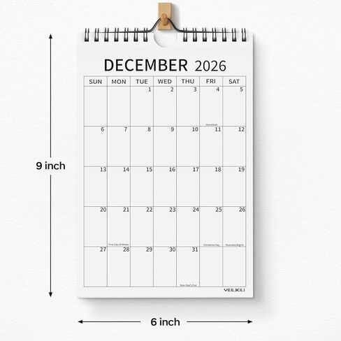 Small Wall Calendar 2026-2027, 24 Months 6''x9'' Mini Calendar January 2026 to December 2027, Minimalist Little Notepad Calendar for Fridge, Work, Desk in Saudi Arabia
