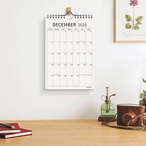 Small Wall Calendar 2026-2027, 24 Months 6''x9'' Mini Calendar January 2026 to December 2027, Minimalist Little Notepad Calendar for Fridge, Work, Desk in Saudi Arabia