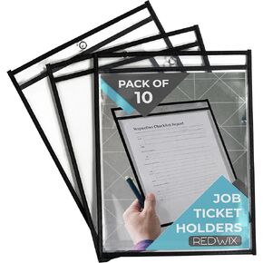 10 Pack Job Ticket Holders, Plastic Sleeves for Paper 8.5x11 inch, Clear Dry Erase Pocket Sleeves for Work Orders, Shop Ticket Holders and Document Protection in Saudi Arabia