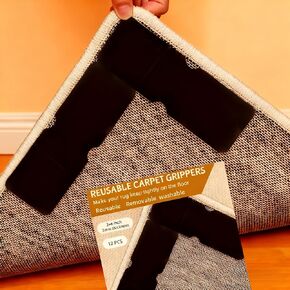 Rug Carpet Non Slip Grippers, Reusable Double Sided Carpet Tape Pads, Strong Adhesive Grippers for Area Rugs, Keep Corners Flat, No Damaging for Floor Removable, 8Pcs in Saudi Arabia