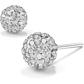 925 Sterling Silver Earrings for Women with 5-6mm Shiny Disco Ball Crystals Dangle Stud Earrings Woman Jewelry Christmas Gift in Saudi Arabia