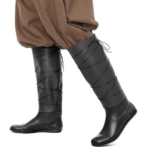 Medieval Boots Cover Pirate Leg Guards Faux Leather Renaissance LARP Accessories in Kuwait