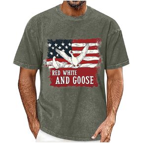 Mens Patriotic T Shirts 250 Years Birthday American Flag Tees Independence Day Cute Goose Duck Cat Raccoon Print Tops in Saudi Arabia
