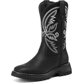 GINNI Kids Cowboy Boots for Boys Girls Cowgirl Boots Square Toe Mid Calf Western Riding Shoes for Toddler/Little Kid/Big Kid in Kuwait