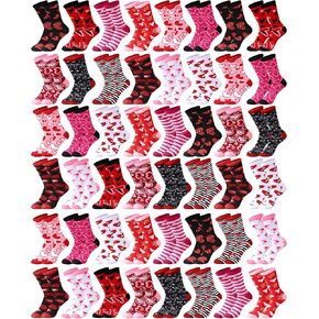 Shinymoon 48 Valentine's Day Socks for Women Holiday Pink Heart Novelty Crew Socks for Woman Valentine Birthday Office Gifts in Kuwait