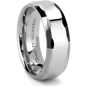 8mm Faceted Mens Tungsten Wedding Band in Kuwait