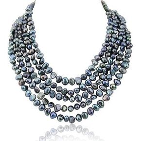 16-22 بوصة 7-8 ملم 5 صف قلادة من لؤلؤ المياه العذبة الباروكي in Kuwait