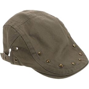 Didiseaon Retro Studded Newsboy Hat for Women, Breathable Thin Olive Military-Style Beret Cap, Lightweight Sunshade Flat Hat for Spring Summer Casual Wear in Saudi Arabia