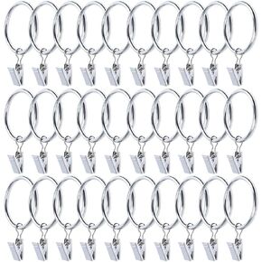 30 Pack Strong Iron Metal Curtain Rings with Clips 2.5 Inch Diameter Decorative in Kuwait