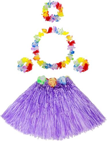 تنورة هاواي هولا راقصة مطاطية للفتيات مقاس 40 سم مع زي زهرة in Kuwait