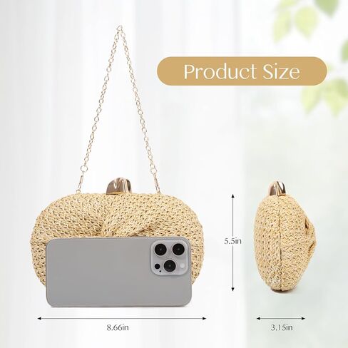 Emprier Straw Clutch Purses for Women Summer Beach Woven Bag in Kuwait