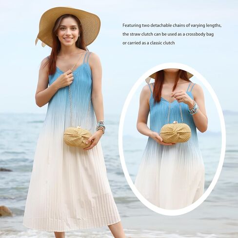 Emprier Straw Clutch Purses for Women Summer Beach Woven Bag in Kuwait
