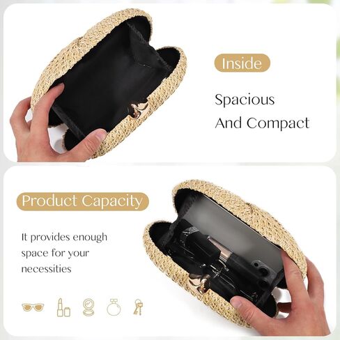 Emprier Straw Clutch Purses for Women Summer Beach Woven Bag in Kuwait