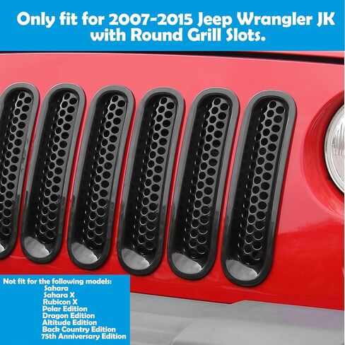 JeCar Clip-on Mesh Grill Inserts Fit for Jeep Wrangler JK & Unlimited 2007-2017 Grill Cover Trim (Black) in Saudi Arabia