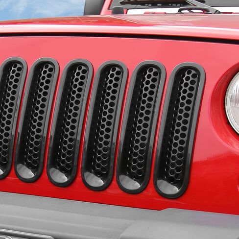 JeCar Clip-on Mesh Grill Inserts Fit for Jeep Wrangler JK & Unlimited 2007-2017 Grill Cover Trim (Black) in Saudi Arabia