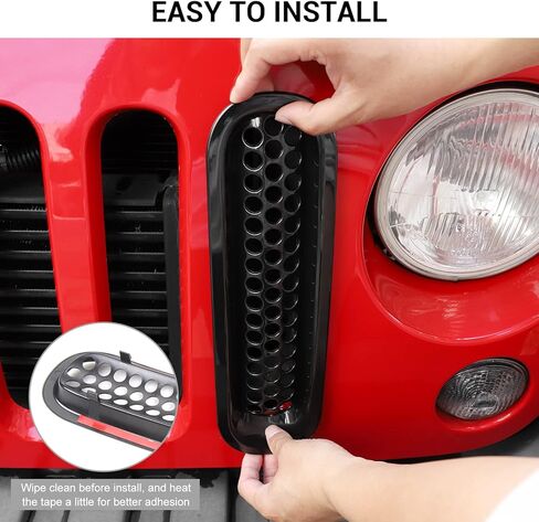 JeCar Clip-on Mesh Grill Inserts Fit for Jeep Wrangler JK & Unlimited 2007-2017 Grill Cover Trim (Black) in Saudi Arabia