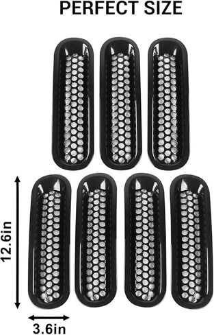JeCar Clip-on Mesh Grill Inserts Fit for Jeep Wrangler JK & Unlimited 2007-2017 Grill Cover Trim (Black) in Saudi Arabia