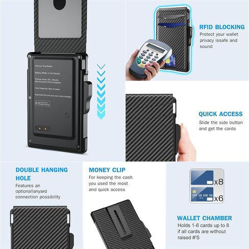 محفظة umoven الرجالية البسيطة - محفظة جلدية رفيعة ثنائية الطي تحجب RFID مع مشبك للنقود وفتحات للبطاقات (تتبع iOS) in Kuwait