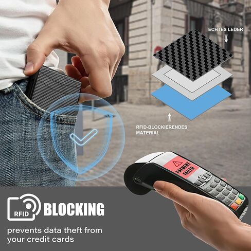 محفظة umoven الرجالية البسيطة - محفظة جلدية رفيعة ثنائية الطي تحجب RFID مع مشبك للنقود وفتحات للبطاقات (تتبع iOS) in Kuwait