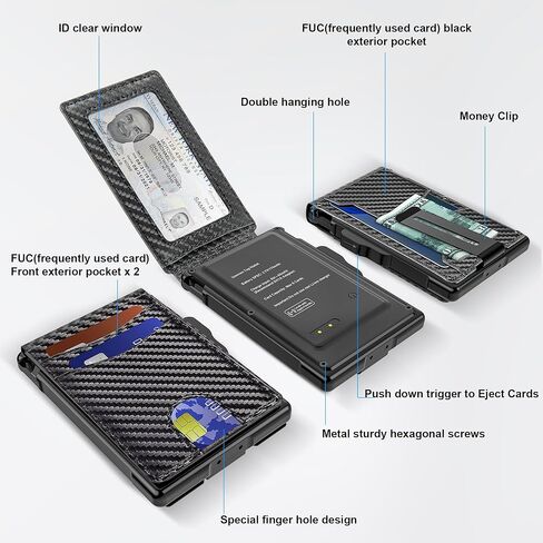 محفظة umoven الرجالية البسيطة - محفظة جلدية رفيعة ثنائية الطي تحجب RFID مع مشبك للنقود وفتحات للبطاقات (تتبع iOS) in Kuwait