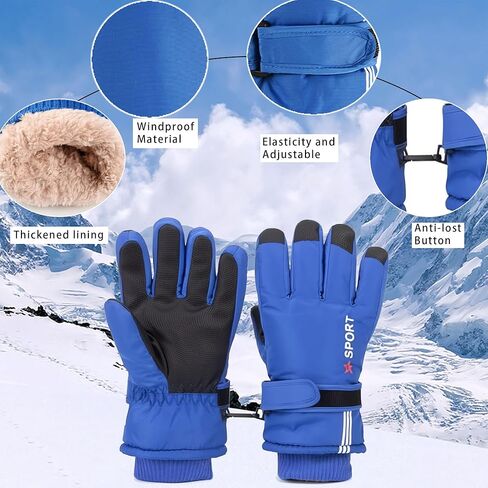 Kids-Waterproof-Winter-Thinsulate-Warm-Gloves - Girls-Boys Fleece Thermal Snowboard-Snow Gloves Mittens for Cold Weather(5-10Years) in Saudi Arabia
