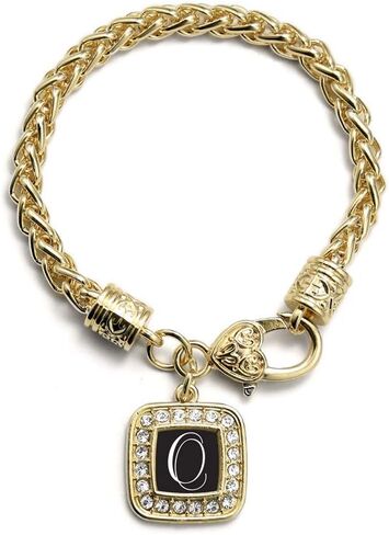 Inspired Silver - Gold Square Charm Bracelet with Cubic Zirconia Jewelry in Saudi Arabia