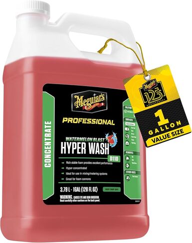 Hyper-Wash D11001 من Meguiar - رغوة غنية وثابتة لتنظيف ممتاز، تركيبة عالية التركيز، منظفات قابلة للتحلل البيولوجي ومثالية للاستخدام في أنظمة الخلط، صابون غسيل سيارات لطيف، 128 أونصة، 1 جالون in Kuwait