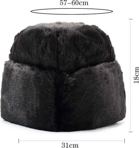 قبعة SIQITECHNO للرجال للشتاء من فرو المنك الصناعي على طراز Ushanka Cossack الروسي، قبعة تروبر دافئة للأب في الهواء الطلق، قبعة للصيد على الجليد باللون الأسود in Kuwait