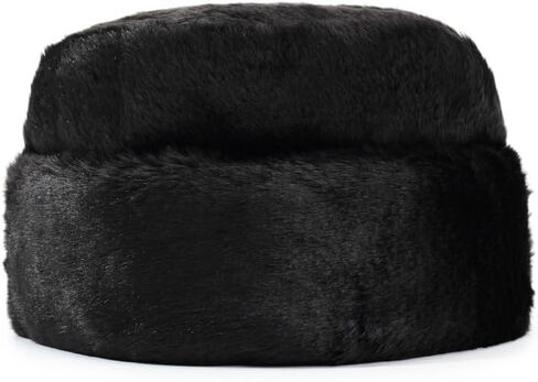 قبعة SIQITECHNO للرجال للشتاء من فرو المنك الصناعي على طراز Ushanka Cossack الروسي، قبعة تروبر دافئة للأب في الهواء الطلق، قبعة للصيد على الجليد باللون الأسود in Kuwait