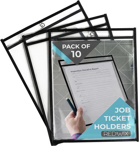 10 Pack Job Ticket Holders, Plastic Sleeves for Paper 8.5x11 inch, Clear Dry Erase Pocket Sleeves for Work Orders, Shop Ticket Holders and Document Protection in Saudi Arabia