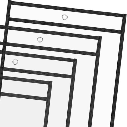 جيوب شديدة التحمل للمسح الجاف مقاس 9 × 12، حاملات تذاكر العمل 50 حزمة من واقيات الورق البلاستيكية وأكمام المستندات الشفافة لمتجر المكتب والفصول الدراسية والمنزل، أسود in Kuwait