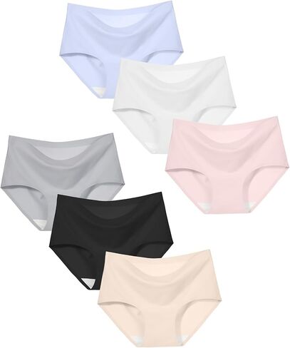 ملابس داخلية للفتيات المراهقات من SALIA GIRL بدون خياطة مقاس 10-14، سراويل داخلية ناعمة قابلة للتمدد متوسطة الارتفاع بتغطية كاملة للفتيات الكبيرات، عبوة من 6 قطع in Kuwait