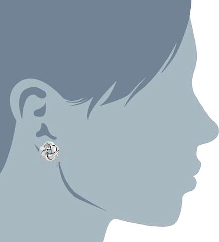 Sterling Silver Rhodium Finish 13mm Shiny Love Knot Omega Back Earrings in Saudi Arabia