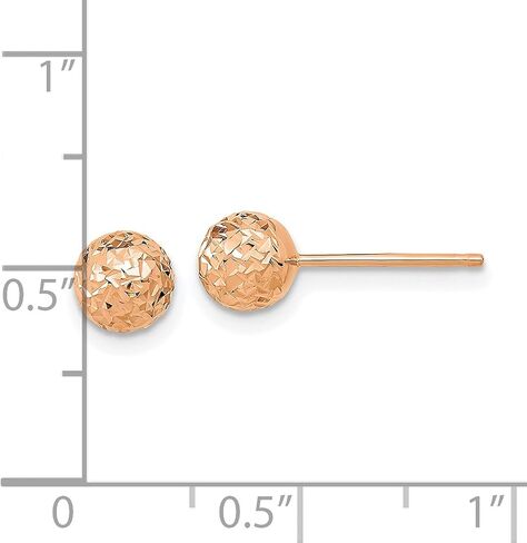10k Rose Gold Diamond-Cut Ball Stud Earrings 6mm, Round Polished Fine Jewelry for Women in Saudi Arabia