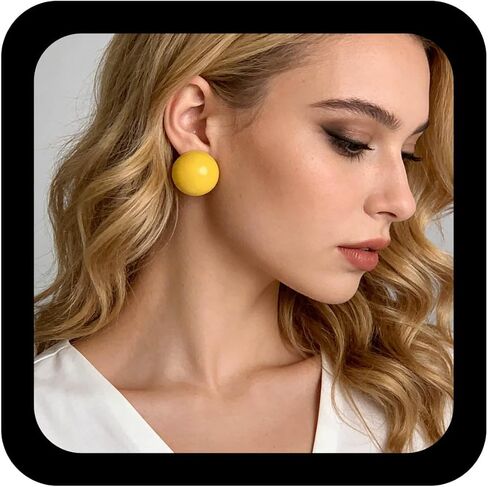 Andelaisi Boho Candy Color Ball Earrings Colorful Ball Stud Earrings Candy Colors Round Bead Earring Vintage Rainbow Balls Button Earring for Women(Pink) in Saudi Arabia