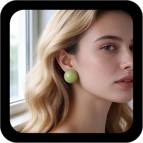 Andelaisi Boho Candy Color Ball Earrings Colorful Ball Stud Earrings Candy Colors Round Bead Earring Vintage Rainbow Balls Button Earring for Women(Pink) in Saudi Arabia