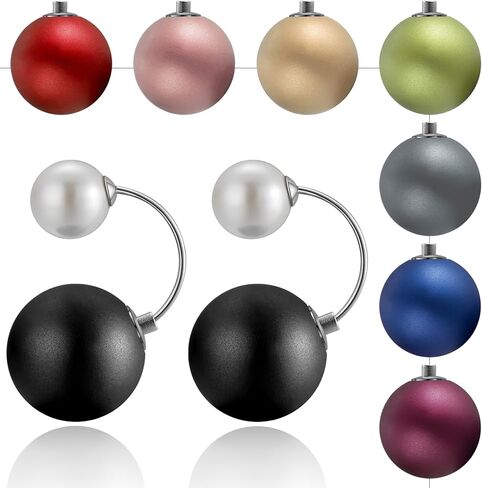 Fashion Ball Earrings Set for Women, Pearl Earrings, 6/16 Pcs Interchangeable Colorful Beads, Hypoallergenic and Lightweight, Good Gift Choice in Saudi Arabia