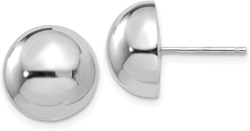14K White Gold Large Ball Stud Earrings 12mm Polished Half Dome Button Post Push Back For Women Everyday Gift in Saudi Arabia