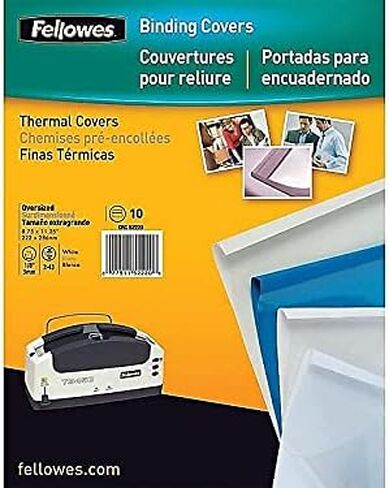 Fellowes 5222701 Thermal Covers, 1/8-Inch, 16-30 Sht Cap, 10/PK, Clear/Black in Saudi Arabia