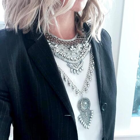 Long Tassel Chunky Necklace Boho Coin Statement Necklace Vintage Gypsy Bohemian Ethnic Tribal Collar Choker Retro Necklace for Women in Saudi Arabia