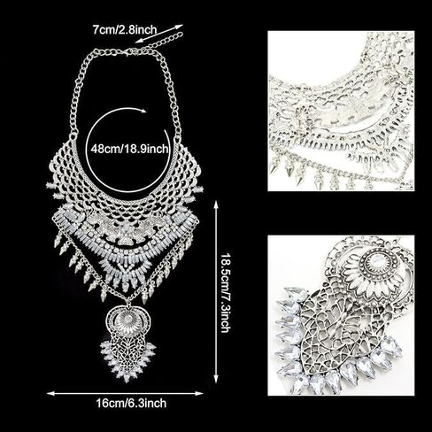 Long Tassel Chunky Necklace Boho Coin Statement Necklace Vintage Gypsy Bohemian Ethnic Tribal Collar Choker Retro Necklace for Women in Saudi Arabia