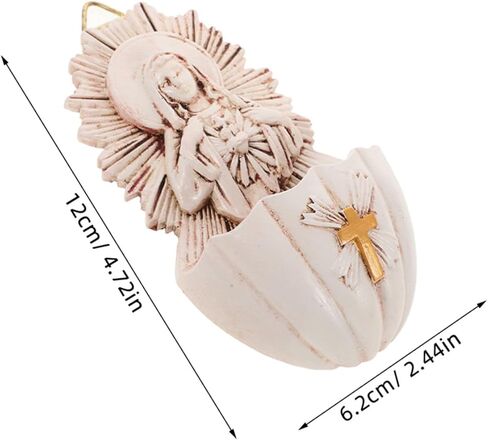 DOITOOL 2pcs Resin Holy Water Font Wall Hanging Decor Functional Religious Ornament for Home Entrance Family in Saudi Arabia