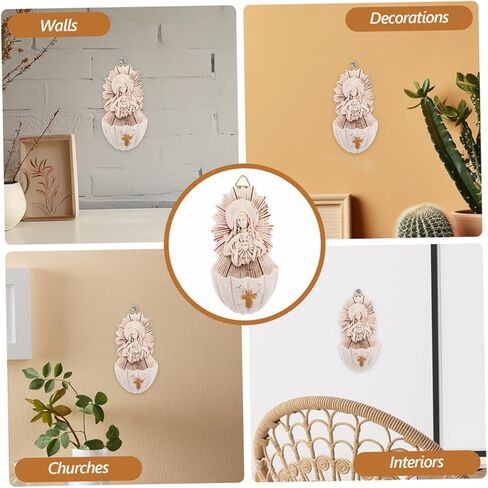 DOITOOL 2pcs Resin Holy Water Font Wall Hanging Decor Functional Religious Ornament for Home Entrance Family in Saudi Arabia